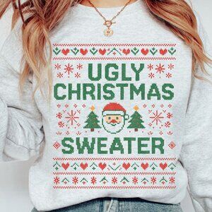 Ugly Christmas Sweater for Women | Festive Holiday Graphic Crewneck Sweatshirt